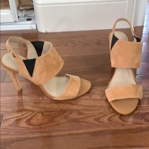 Calvin Klein Beige and Black Suede Heels